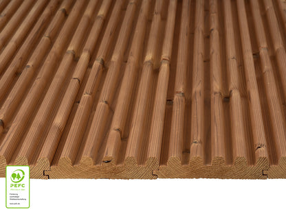 Thermofichte 5-Finger-Profil, 26x142 mm, KD, Oberfläche glatt gehobelt