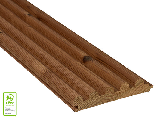 Thermofichte 5-Finger-Profil, 26x142 mm, KD, Oberfläche glatt gehobelt