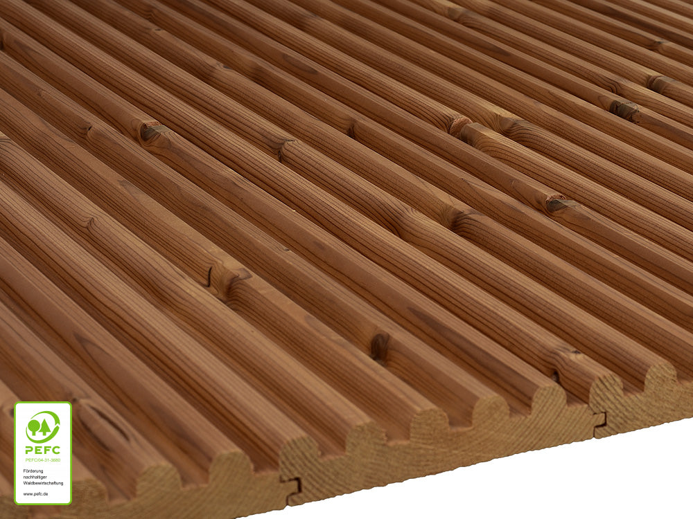 Thermofichte 5-Finger-Profil, 26x142 mm, KD, Oberfläche glatt gehobelt