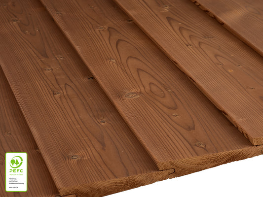 Thermofichte Keilstülpschalung, 26×142mm, KD, Oberfläche glatt gehobelt