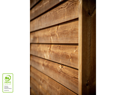 Thermofichte Keilstülpschalung, 26×142mm, KD, Oberfläche glatt gehobelt