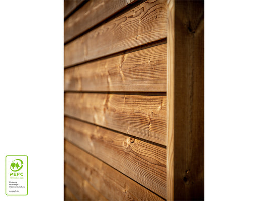 Thermofichte Keilstülpschalung, 26×142mm, KD, Oberfläche glatt gehobelt