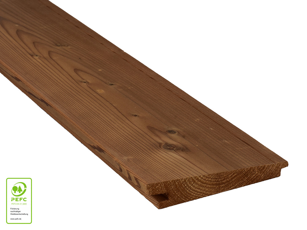 Thermofichte Keilstülpschalung, 26×142mm, KD, Oberfläche glatt gehobelt