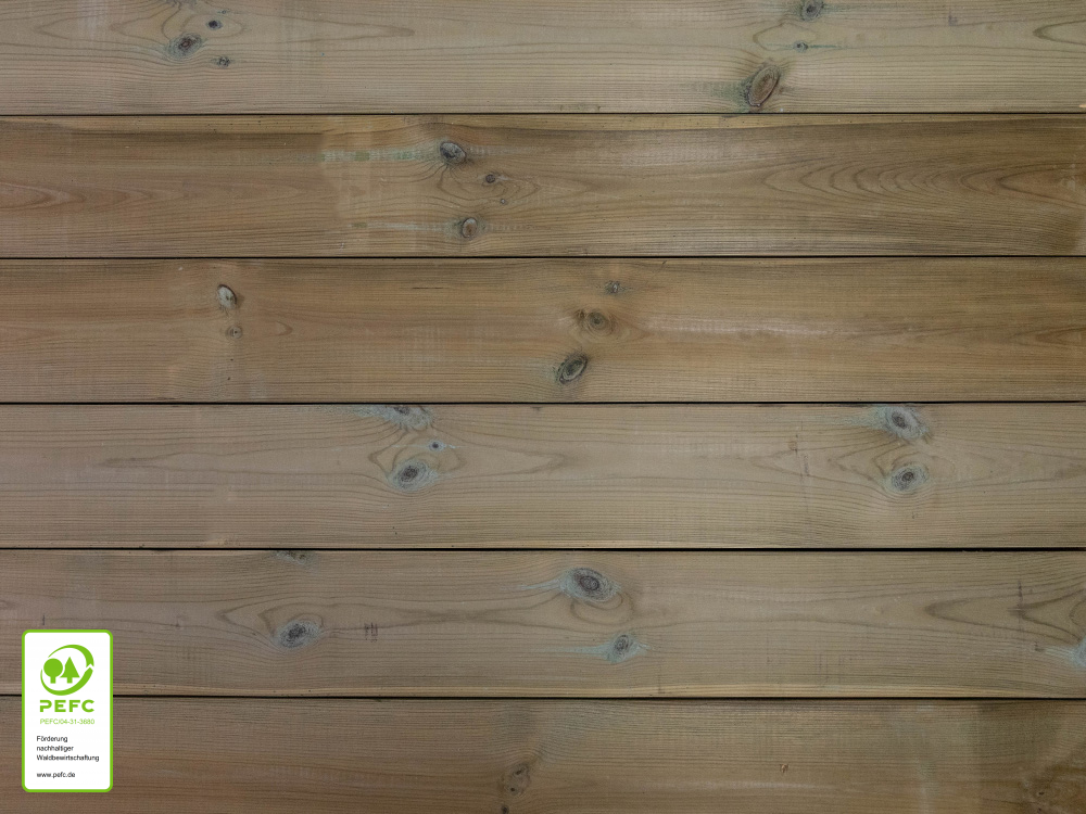 Kiefer Terrassendielen, 40x145 mm, kesseldruckimprägniert grün, glatt/glatt, Kanten gefast