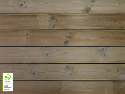 Kiefer Terrassendielen, 40x145 mm, kesseldruckimprägniert grün, glatt/glatt, Kanten gefast