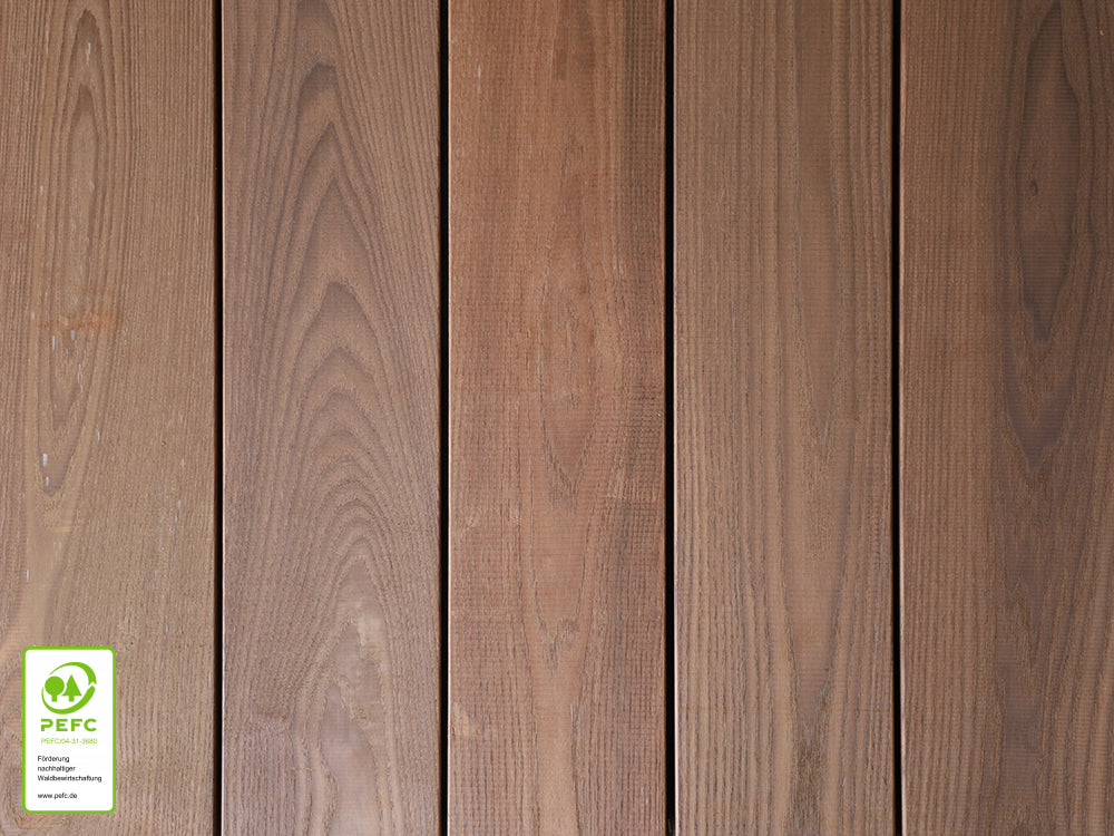 Thermoesche Terrassendielen, 21×107mm, seitlich genutet, glatt/glatt – Bild 2
