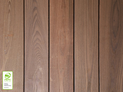 Thermoesche Terrassendielen, 21×107mm, seitlich genutet, glatt/glatt – Bild 2