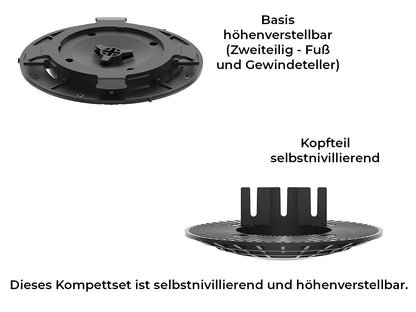 KAHRS Stelzlager PRO "L", 2,8 - 3,3 cm schwarz, selbstnivellierend, Durchmesser 20 cm für Holz/ Aluminium/ WPC/ BPC Unterkonstuktionen