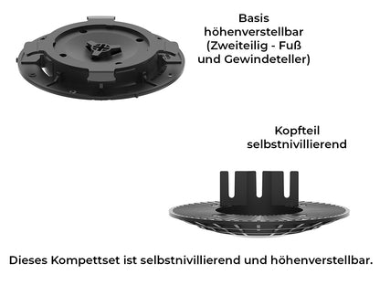 KAHRS Stelzlager PRO "L", 3,4 - 4,5 cm schwarz, selbstnivellierend, Durchmesser 20 cm für Holz/ Aluminium/ WPC/ BPC Unterkonstuktionen