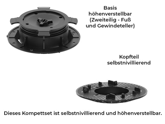 KAHRS Stelzlager PRO "Klick", 4,6 - 6,9 cm schwarz, selbstnivellierend, Durchmesser 20 cm, für Aluminium Unterkonstuktion Serien *strong* und *light*