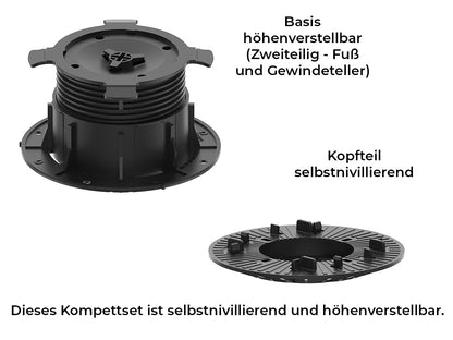 KAHRS Stelzlager PRO "Klick", 6,9 - 11,7 cm schwarz, selbstnivellierend, Durchmesser 20 cm, für Aluminium Unterkonstuktion Serien *strong* und *light*