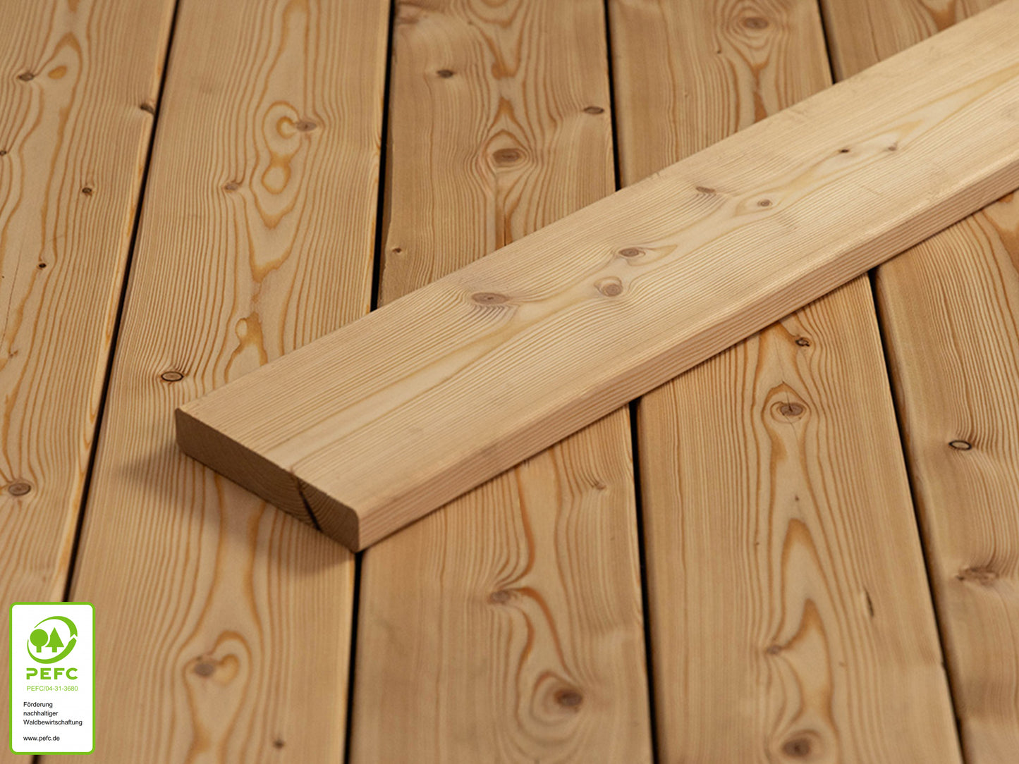 Kanadische Lärche Terrassendielen, 27x143 mm,  KD, glatt/glatt