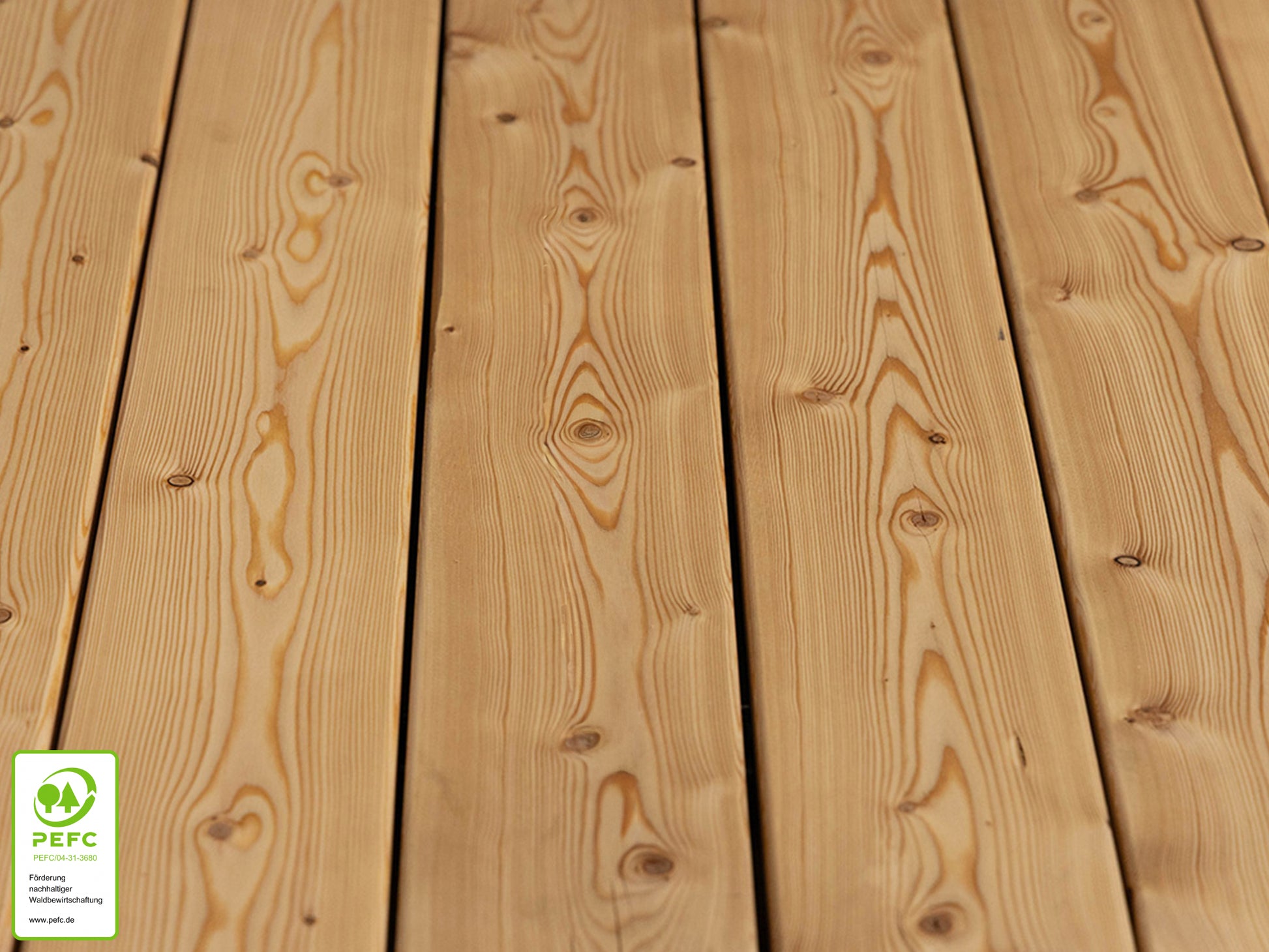 Kanadische Lärche Terrassendielen, 27x143 mm,  KD, glatt/glatt