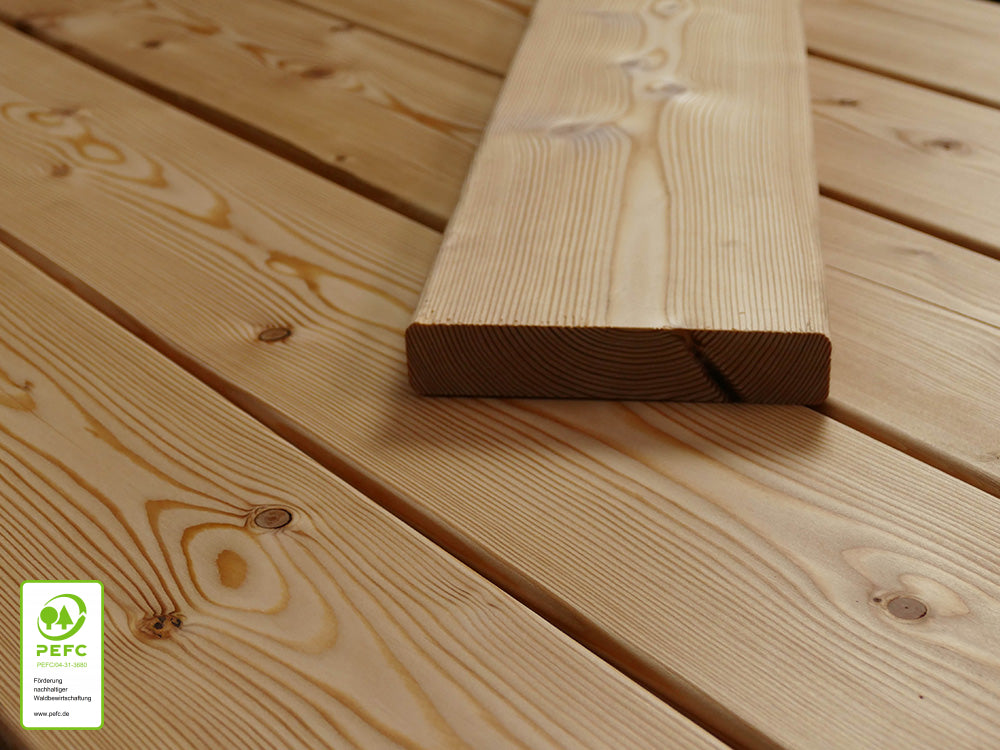 Kanadische Lärche Terrassendielen, 27x143 mm, KD, glatt/glatt
