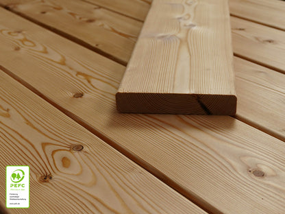 Kanadische Lärche Terrassendielen, 27x143 mm, KD, glatt/glatt