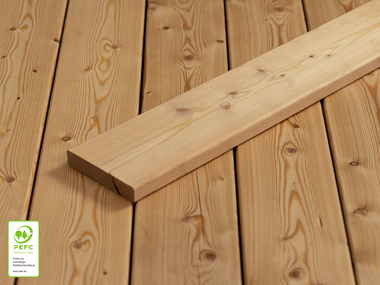 Kanadische Lärche Terrassendielen, 27x143 mm, KD, glatt/glatt