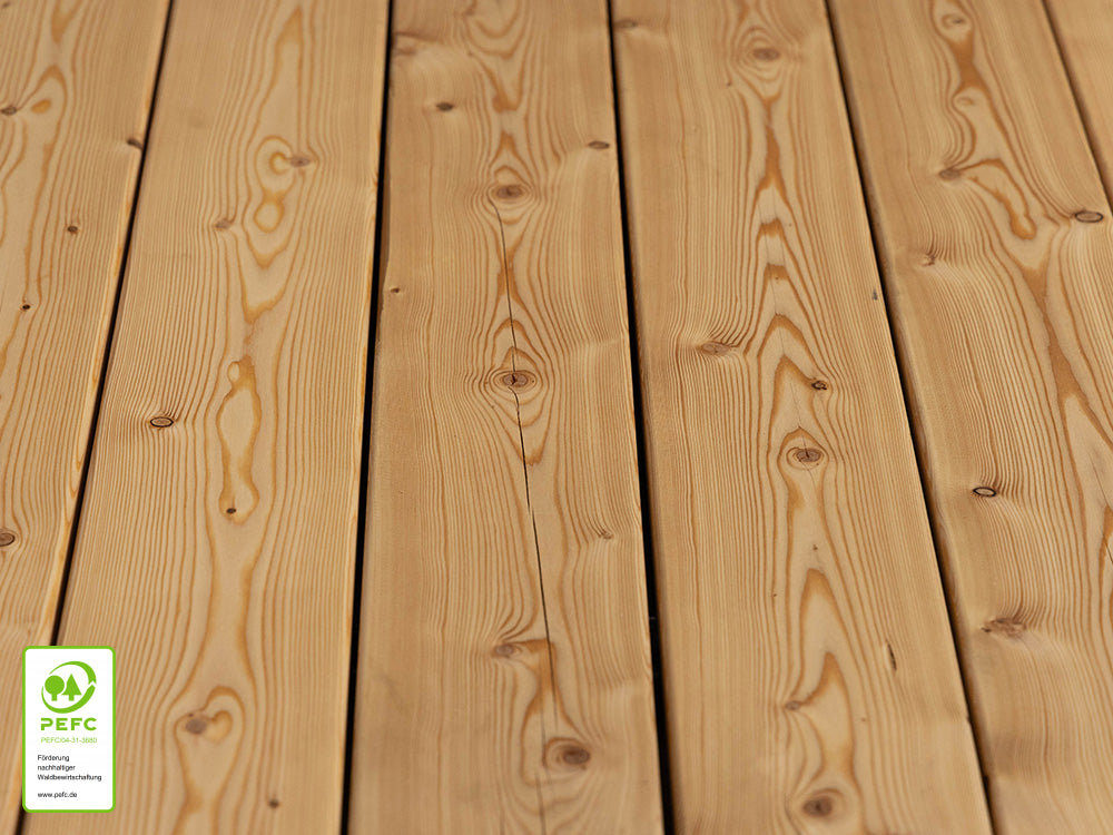 Kanadische Lärche Terrassendielen, 27x143 mm, KD, glatt/glatt