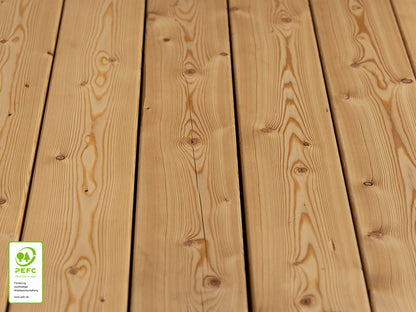 Kanadische Lärche Terrassendielen, 27x143 mm, KD, glatt/glatt