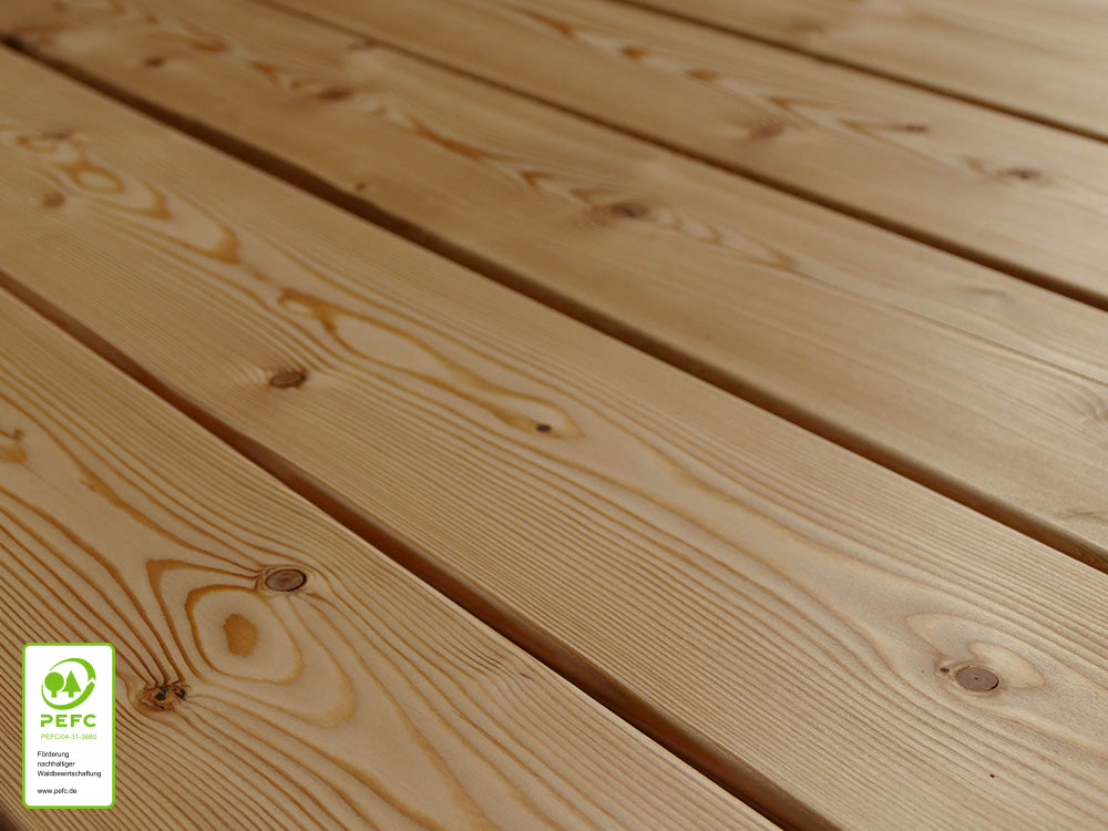 Kanadische Lärche Terrassendielen, 27x143 mm, KD, glatt/glatt