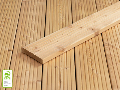 Kanadische Lärche Terrassendielen, 27x143 mm, KD, grob/grob – Bild 2