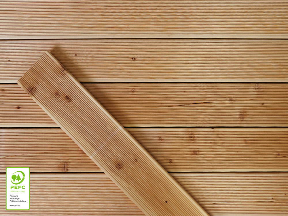 Kanadische Lärche Terrassendielen, 27x143 mm, KD, fein/fein