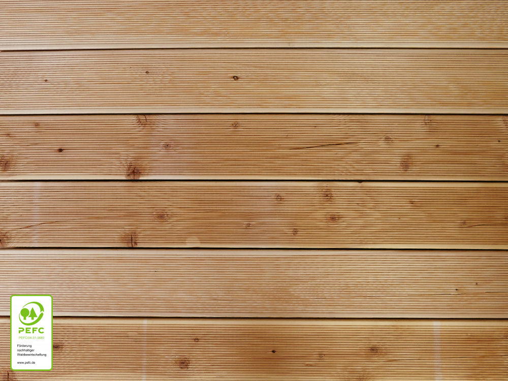 Kanadische Lärche Terrassendielen, 27x143 mm, KD, fein/fein