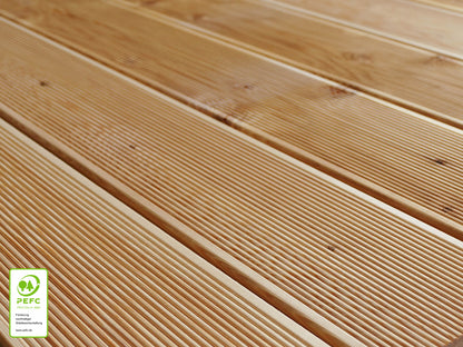 Kanadische Lärche Terrassendielen, 27x143 mm, KD, fein/fein