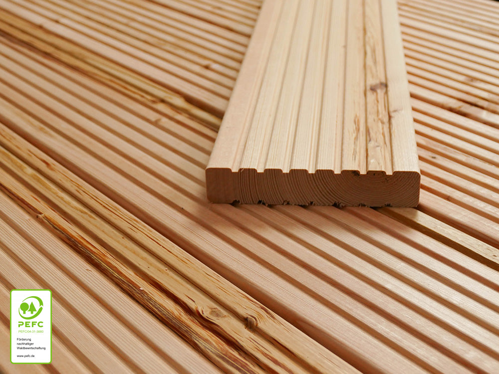 Kanadische Douglasie Terrassendielen, 27x143 mm, KD, grob/grob