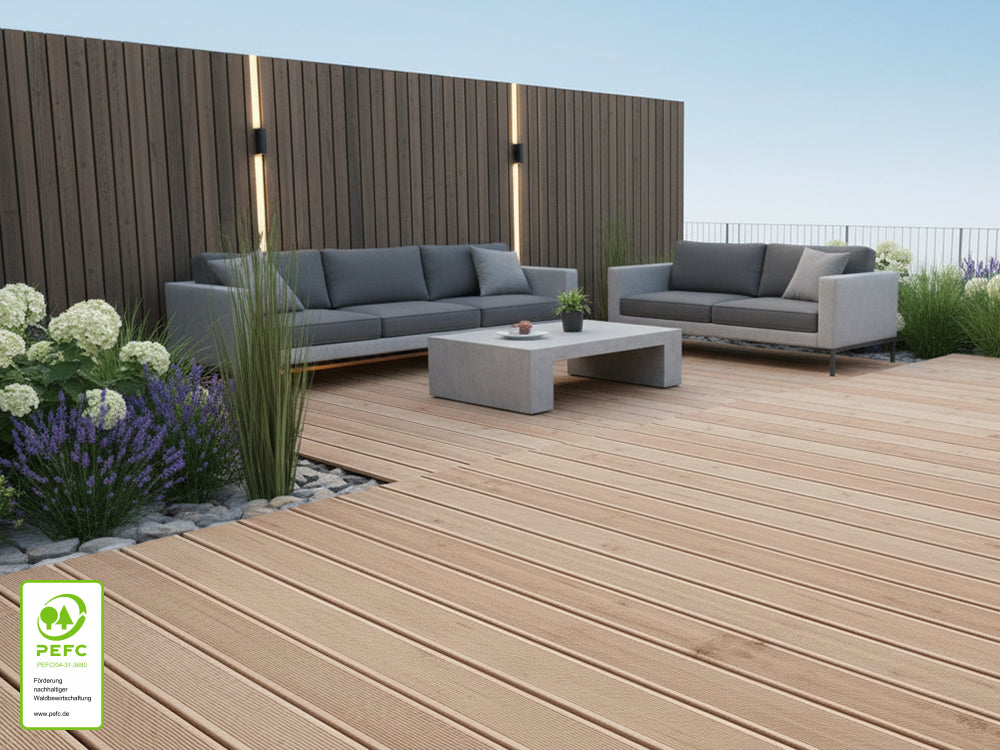 Kanadische Douglasie Terrassendielen, 27x143 mm, KD, fein/fein