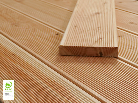 Kanadische Douglasie Terrassendielen, 27x143 mm, KD, fein/fein
