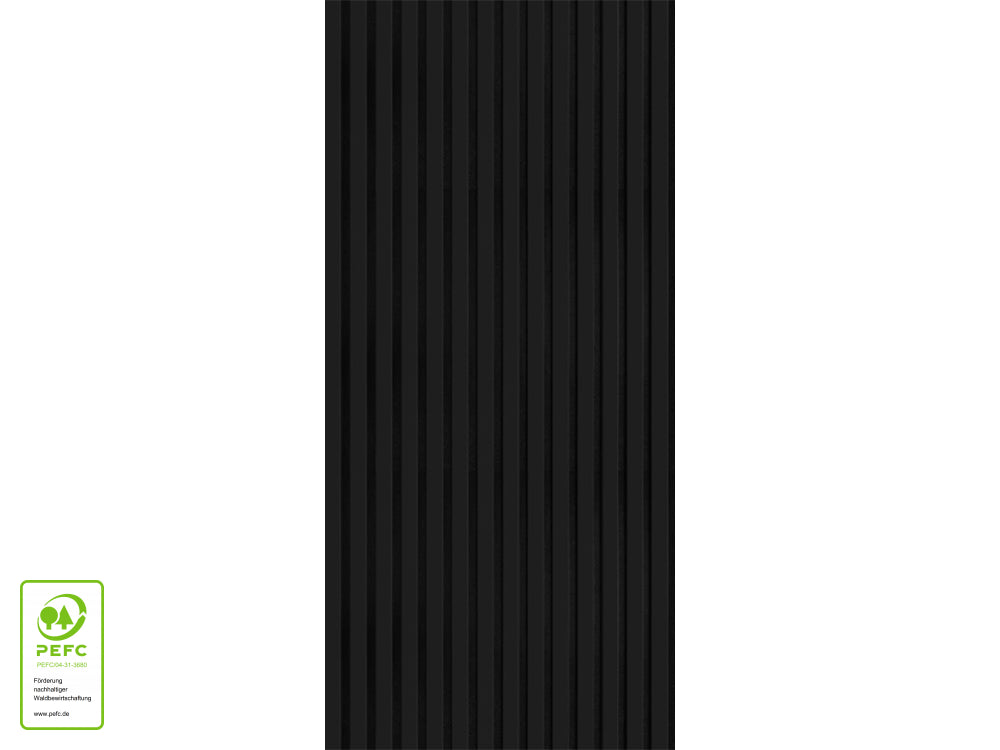 Akustikpaneel DecoLine, schwarz matt, 2400x561x19 mm, 3-seitig foliert