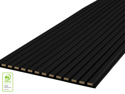Akustikpaneel DecoLine, schwarz matt, 2400x561x19 mm, 3-seitig foliert