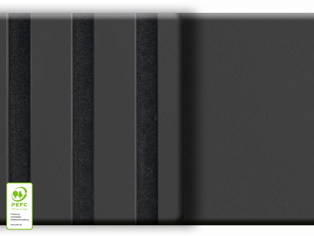 Akustikpaneel DecoLine, schwarz matt, 2400x561x19 mm, 3-seitig foliert