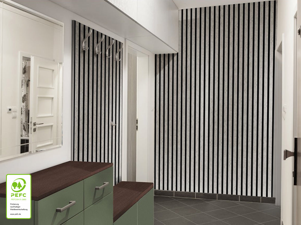 Akustikpaneel DecoLine, Travertin grey, 2400x561x19 mm, 3-seitig foliert