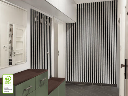 Akustikpaneel DecoLine, Travertin grey, 2400x561x19 mm, 3-seitig foliert