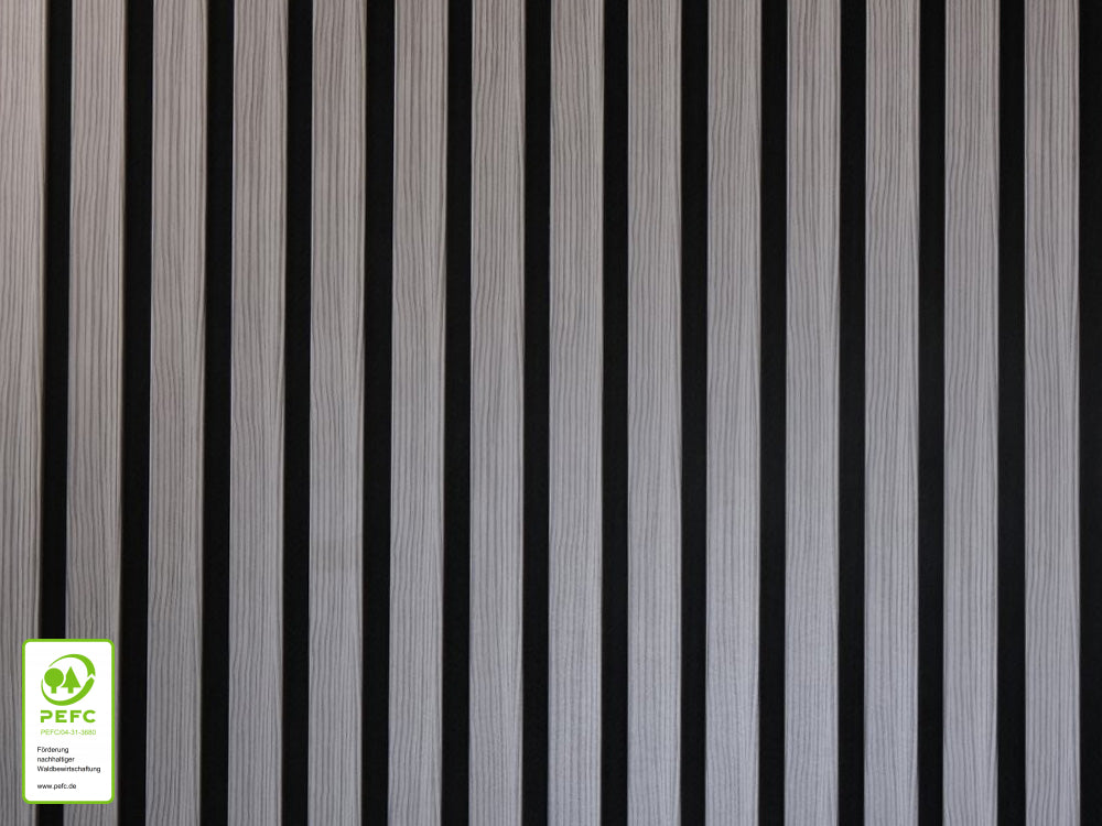 Akustikpaneel DecoLine, Eiche grau, 2400×561×19mm, 3-seitig foliert – Bild 3