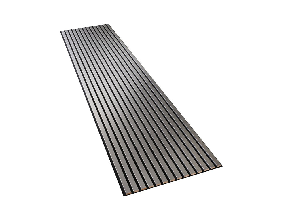 Akustikpaneel LuxLine, Metall Edelstahl, 2400x561x19 mm, 3-seitig foliert