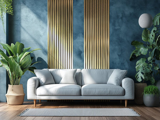 Akustikpaneel LuxLine, Metall Gold, 2400x561x19 mm, 3-seitig foliert