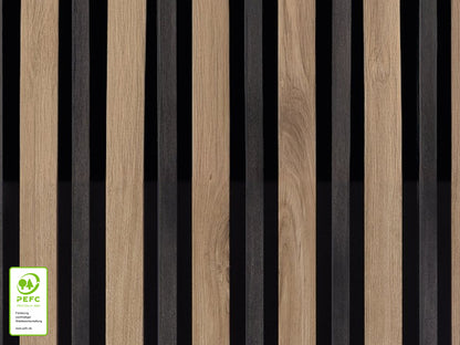 Akustikpaneel LuxLine 3D, Konstanz Eiche / Anthrazit, Bi-Color, 2400×561×25mm, 3-seitig foliert – Bild 2