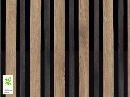 Akustikpaneel LuxLine 3D, Konstanz Eiche / Anthrazit, Bi-Color, 2400×561×25mm, 3-seitig foliert – Bild 2