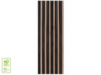 Akustikpaneel LuxLine 3D, Konstanz Eiche / Anthrazit, Bi-Color, 2400x561x25 mm, 3-seitig foliert