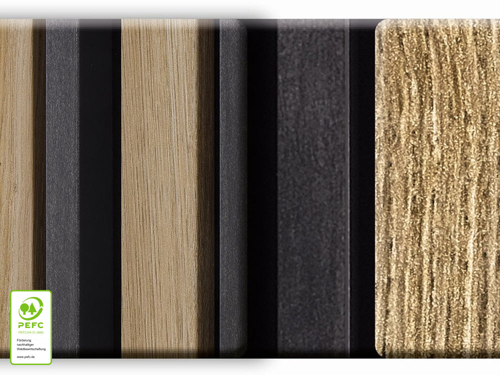 Akustikpaneel LuxLine 3D, Konstanz Eiche / Anthrazit, Bi-Color, 2400×561×25mm, 3-seitig foliert – Bild 4