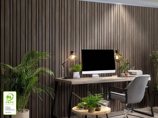 Akustikpaneel LuxLine 3D, Design Andorra Eiche natur, 2400x561x19 mm, 3-seitig foliert