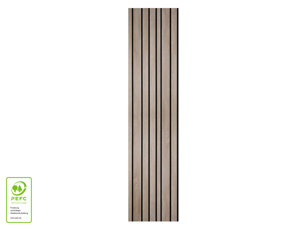 Akustikpaneel LuxLine 3D, Design Andorra Eiche natur, 2400x561x19 mm, 3-seitig foliert
