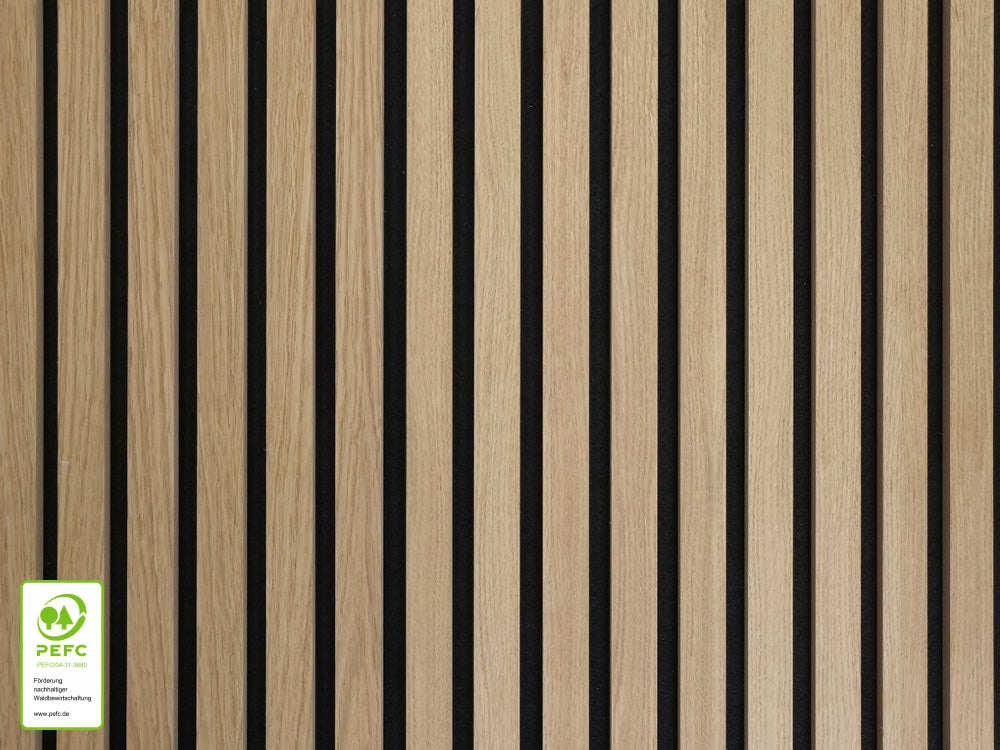 Akustikpaneel DecoLine, Eiche natur furniert, 2400×561×19mm, 1-seitig furniert – Bild 2