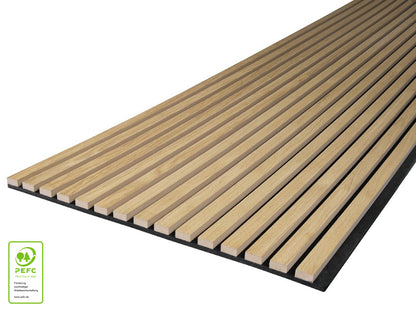 Akustikpaneel DecoLine, Eiche natur furniert, 2400×561×19mm, 1-seitig furniert – Bild 4