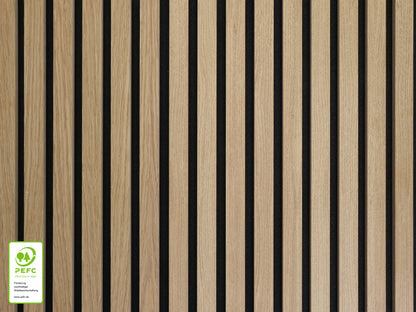 Akustikpaneel DecoLine, Eiche natur furniert, 1190x561x19 mm, 1-seitig furniert