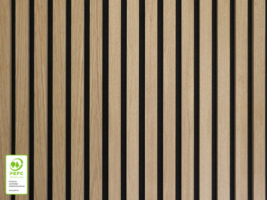Akustikpaneel DecoLine, Eiche natur furniert, 1190x561x19 mm, 1-seitig furniert