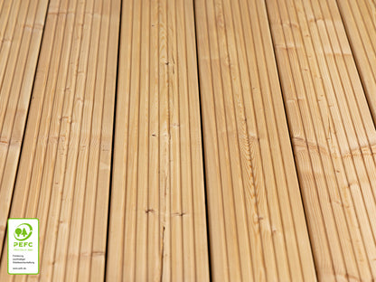 Kanadische Lärche Terrassendielen, 27x143 mm, KD, grob/fein