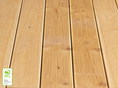 Kanadische Lärche Terrassendielen, 27x143 mm, KD, grob/fein